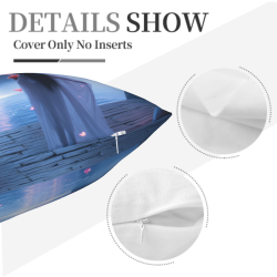 Funda de cojín de felpa reversible de 18x18 pulgadas con paisaje estilo japonés