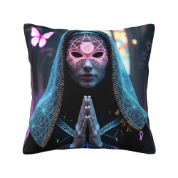Copricuscino in peluche reversibile 18x18 pollici con motivo misterioso