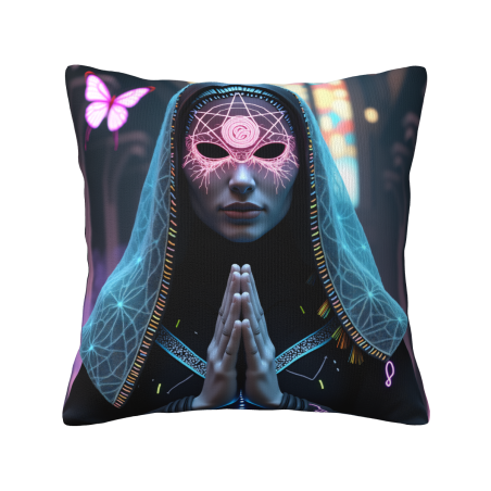 Copricuscino in peluche reversibile 18x18 pollici con motivo misterioso