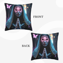 Copricuscino in peluche reversibile 18x18 pollici con motivo misterioso