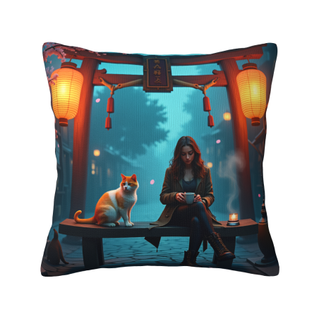 Housse de coussin en peluche réversible 18x18 pouces avec motif japonais