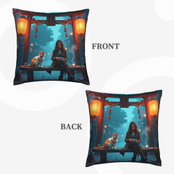 Copricuscino in peluche reversibile 18x18 pollici con motivo giapponese