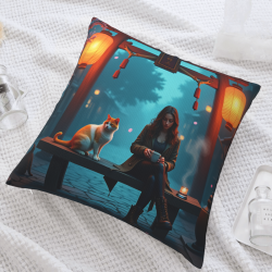 Funda de cojín de felpa reversible de 18x18 pulgadas con diseño japonés