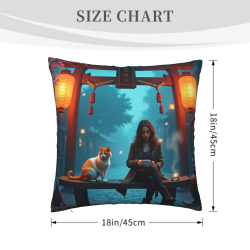 18x18 Zoll Doppelseitiger Plüsch-Kissenbezug mit Japanischem Muster