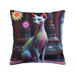 45x45 cm (18x18 pulgadas) Funda de Almohada Peluda de Doble Cara con Patrón de Gato