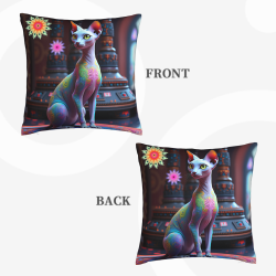 45x45 cm (18x18 pulgadas) Funda de Almohada Peluda de Doble Cara con Patrón de Gato