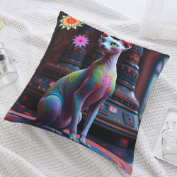 45x45 cm (18x18 pulgadas) Funda de Almohada Peluda de Doble Cara con Patrón de Gato