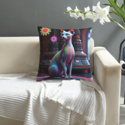 45x45 cm (18x18 pulgadas) Funda de Almohada Peluda de Doble Cara con Patrón de Gato