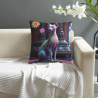 45x45 cm (18x18 pulgadas) Funda de Almohada Peluda de Doble Cara con Patrón de Gato