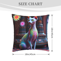 45x45 cm (18x18 pulgadas) Funda de Almohada Peluda de Doble Cara con Patrón de Gato