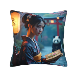18x18インチ 両面ベルベットプリント クッションカバー（古代風美人の模様）