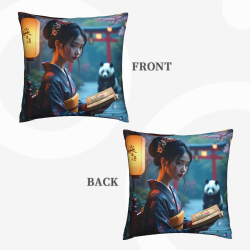 Copricuscino in peluche doppia faccia 18x18 pollici con motivo bellezza stile antico