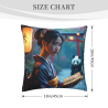 18x18英寸双面毛绒古风美人图案抱枕套