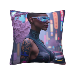 18x18 inches Double - sided Plush Pillowcase with Futuristic Character