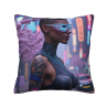 Funda de cojín de felpa de doble cara de 18x18 pulgadas con personaje futurista