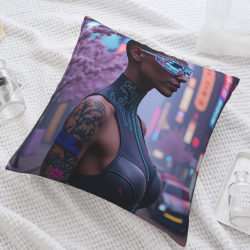 Funda de cojín de felpa de doble cara de 18x18 pulgadas con personaje futurista