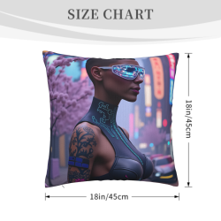 Housse de coussin en peluche double face 18x18 pouces avec personnage futuriste