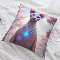 Funda de almohada de felpa reversible 18x18 pulgadas con estampado de gato