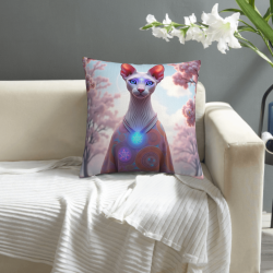 Housse de coussin en peluche réversible 18x18 pouces à motif chat