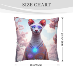Housse de coussin en peluche réversible 18x18 pouces à motif chat
