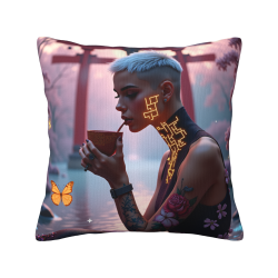 Housse de coussin en peluche recto-verso 18x18 pouces avec motif unique