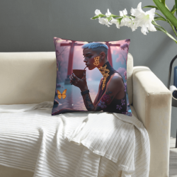 Housse de coussin en peluche recto-verso 18x18 pouces avec motif unique