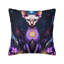 18x18 Inch Double - Sided Sphynx Cat Pattern Furry Pillow Cover