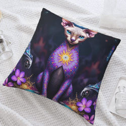 Funda de almohada de felpa doble cara de 18x18 pulgadas con estampado de gato Sphynx