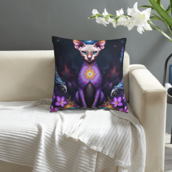 18x18英寸双面斯芬克斯猫图案毛绒抱枕套