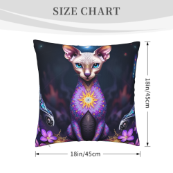18x18인치 양면 스핑크스 고양이 패턴 털 베개 커버