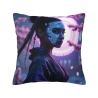 18x18 Inch Double - Sided Plush Throw Pillow Cover with Futuristic Female Pattern