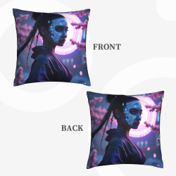 Copricuscino in peluche doppia faccia 18x18 pollici con motivo femminile futuristico