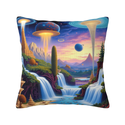 18x18 Zoll Kissenbezug aus Plüsch mit doppelter Seite und Fantasy-Alien-Landschaftsmuster