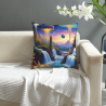 18x18 Inch Double - Sided Plush Pillowcase with Fantasy Alien Landscape Pattern
