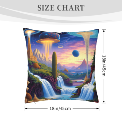 18x18英寸雙面毛絨奇幻外星風景抱枕套