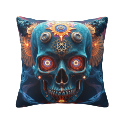 18x18 Inches Double - Sided Plush Pillowcase with Cool Skull Design