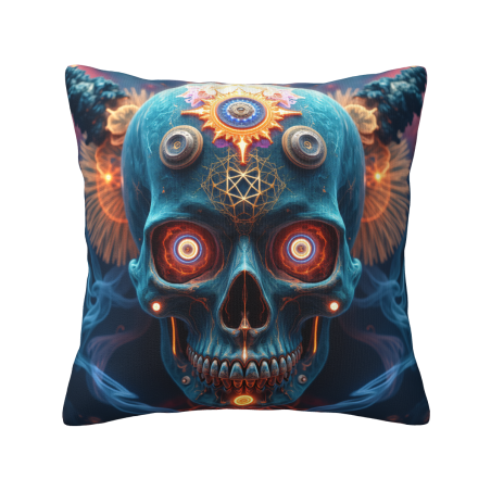 18x18 Inches Double - Sided Plush Pillowcase with Cool Skull Design