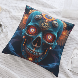 Housse de coussin en peluche réversible 18x18 pouces avec motif de crâne cool