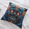 Housse de coussin en peluche réversible 18x18 pouces avec motif de crâne cool