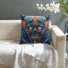 Housse de coussin en peluche réversible 18x18 pouces avec motif de crâne cool