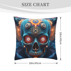 Housse de coussin en peluche réversible 18x18 pouces avec motif de crâne cool