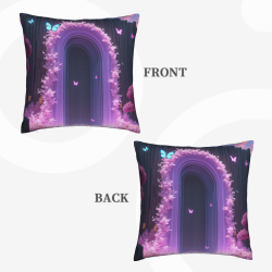 18x18 Inch Double - Sided Plush Pillowcase with Flower and Butterfly Pattern