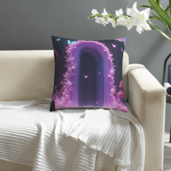 Funda de almohada de felpa de doble cara de 18x18 pulgadas con diseño de flores y mariposas