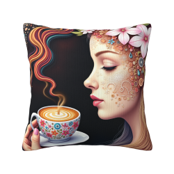 18x18 Inch Double - Sided Plush Coffee Pattern Pillowcase