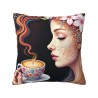Housse de coussin en peluche double face avec motif café de 18x18 pouces