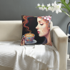 Housse de coussin en peluche double face avec motif café de 18x18 pouces
