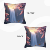 Funda de cojín de felpa de doble cara de 18x18 pulgadas con patrón de cascada, cerezos y mariposas