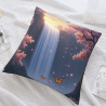Funda de cojín de felpa de doble cara de 18x18 pulgadas con patrón de cascada, cerezos y mariposas