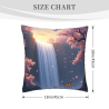 Copricuscino in peluche doppia faccia 18x18 pollici con motivo cascata, fiori di ciliegio e farfalle