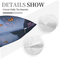 Funda de cojín de felpa de doble cara de 18x18 pulgadas con patrón de cascada, cerezos y mariposas